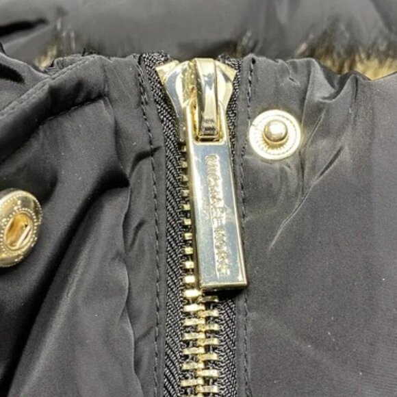 NEW MICHAEL KORS Womens Coat Black Size PM Faux Fur Trim Hooded Puffer Full Zip - Picture 6 of 12